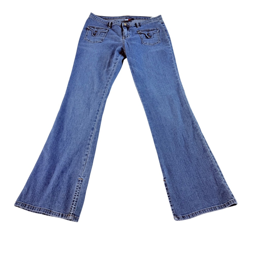 Tommy Jeans‎ Womens 9 Bootcut Light Wash Denim Jeans Y2K Flap Pocket Slit Hem
